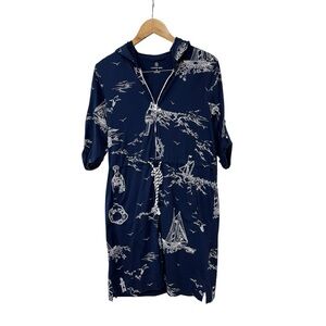 Lands End Navy White Nautical Dress Cover Up M